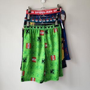 Boy's Character Pajama Shorts | Large 10-12 | Pokemon Spiderman Minecraft NWT
